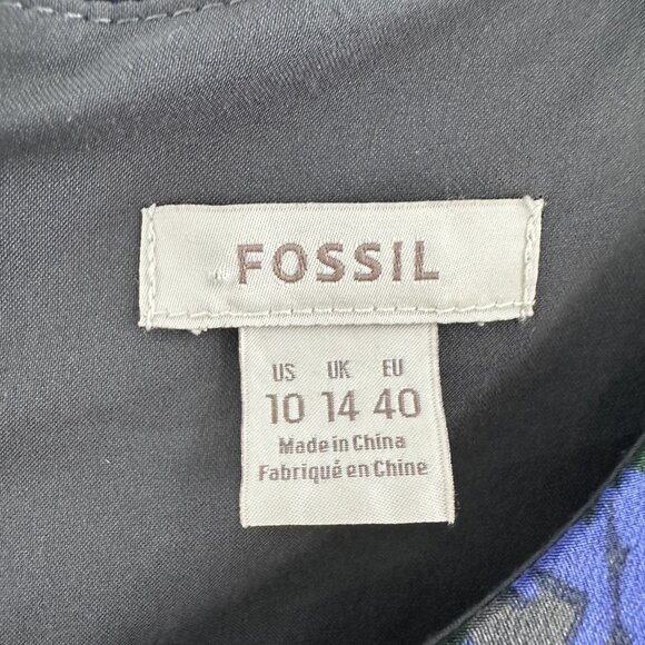 Fossil Shift Dress Womens 10 Gray Floral Print 3/4 Sleeve Lined Fairy Whimsygoth - Picture 4 of 11